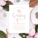 Modern Rose Gold Heart Calligraphy Script Wedding Invitation