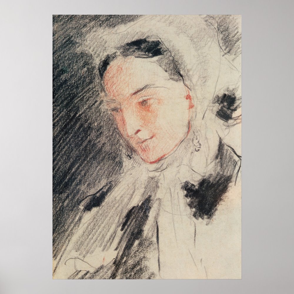 Empress Eugénie (black & red chalk) Poster