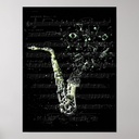 Affiche saxophone noir poster