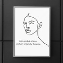 Minimal Black She Became A Hero Inspiration Girl Poster