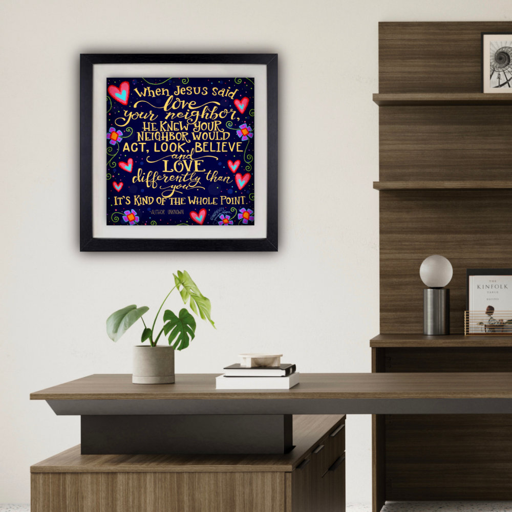 Love Your Neighbor Quote Hearts Inspirivity Poster