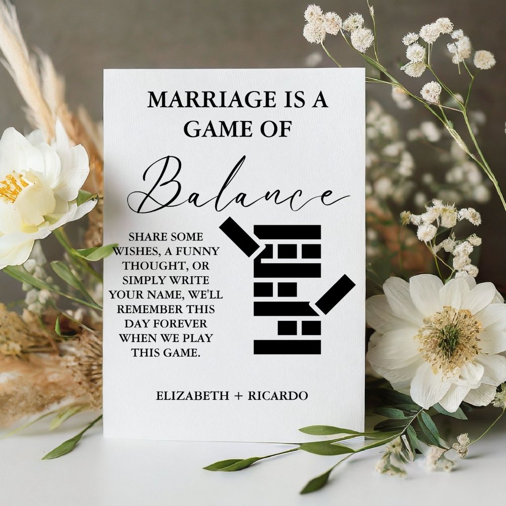 Modern Minimalist Wedding Jenga Guest Book Sign
