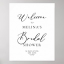 Calligraphy Black and Gray Bridal Shower Welcome Poster