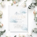 Little Peace of Heaven Blue Cloud Boy Baby Shower Foil Invitation