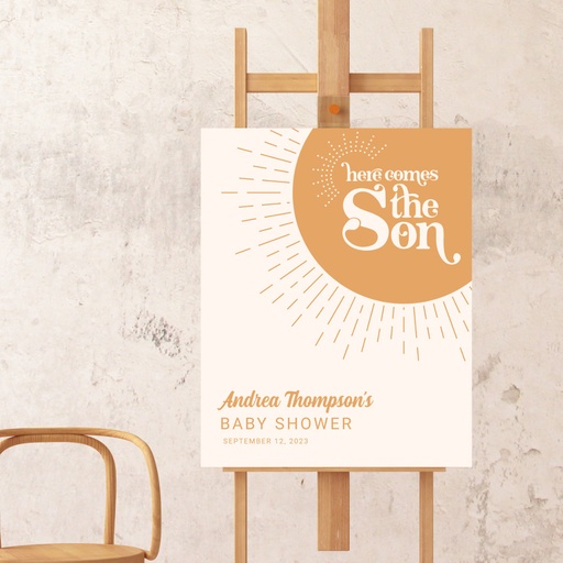 Sunshine Boho Here Comes the Son Baby Shower Poster 