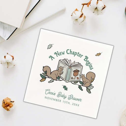 Woodland Storybook New Chapter Begins Baby Shower Napkins
