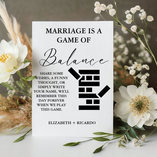 Modern Minimalist Wedding Jenga Guest Book Sign
